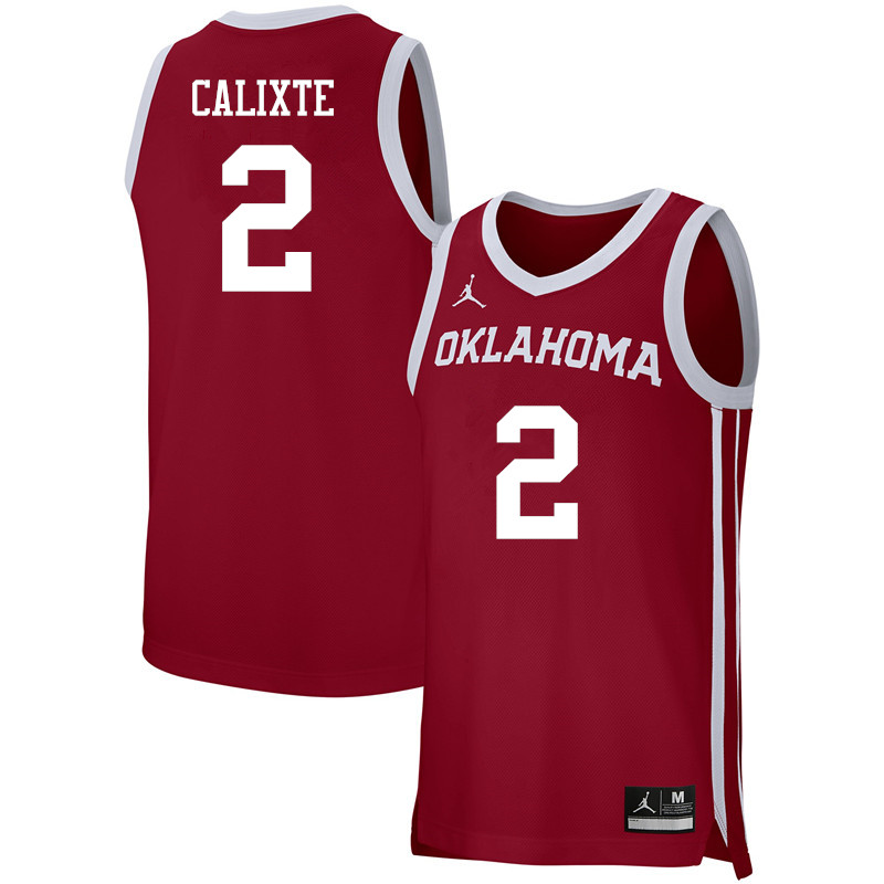 Oklahoma Sooners #2 Aaron Calixte Basketball Jerseys-Crimson